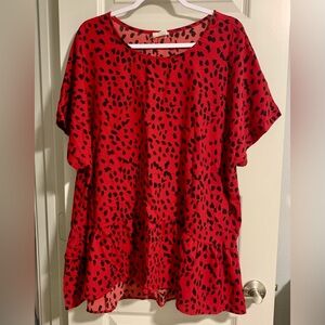💥4/$15 Red Leopard Print Blouse